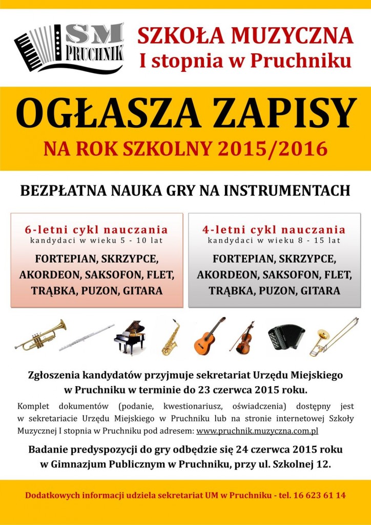 Plakat zapisy Pruchnik SM 2015