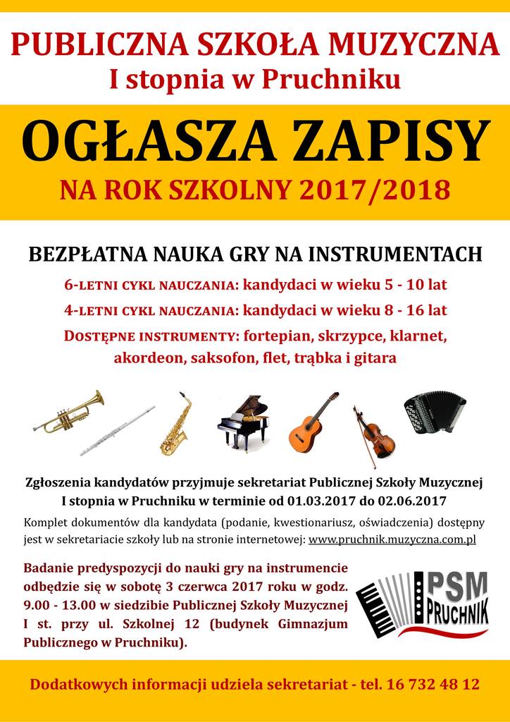 Plakat zapisy Pruchnik PSM 2017