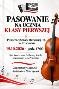 Pasowanie dla uczniów klas pierwszych 15.10.2026, godz: 17:00